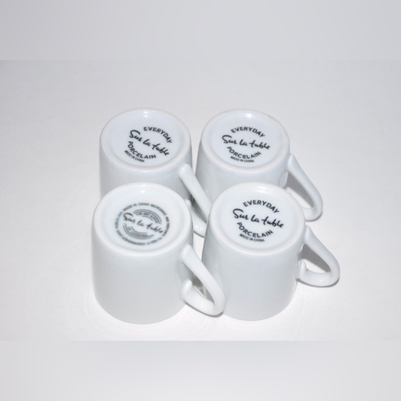 (4) Sur La Table Single Espresso White Porcelain Coffee Mini Mug Cups Set - Picture 4 of 4